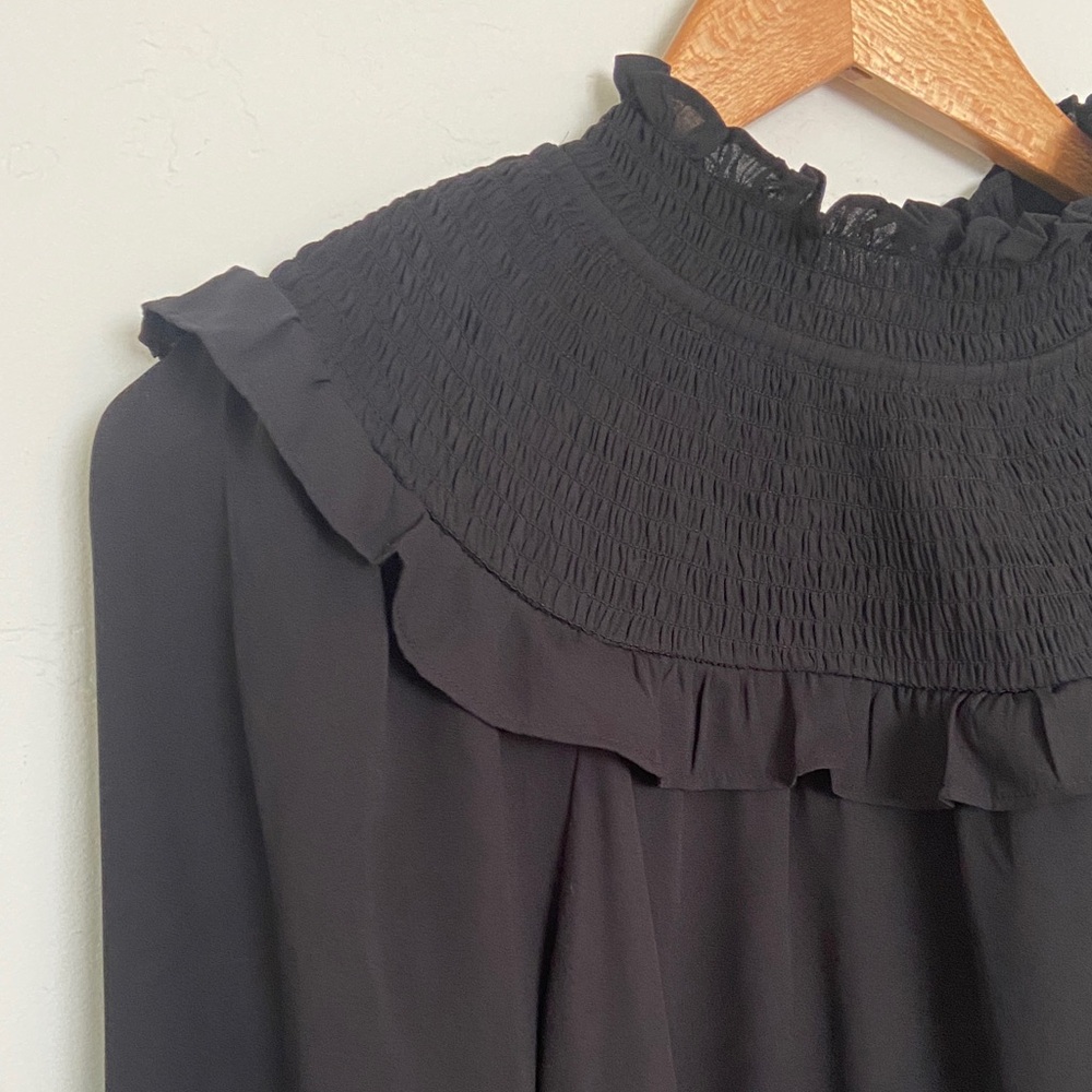 LOFT Black Ruffled Blouse - Picture 3 of 8